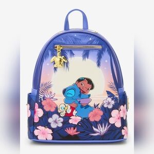 Loungefly Disney Blue and Pink Lilo & Stitch Mini Hawaiian Backpack With 🌸 NWT